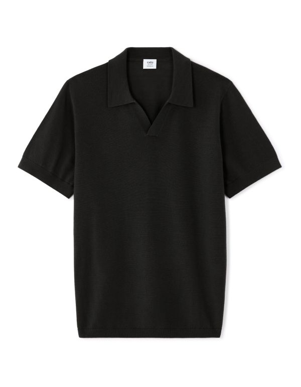Polo regular 100% laine mérinos - noir