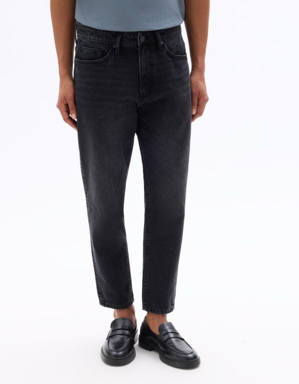 Jean relax 100% coton 7/8e - noir
