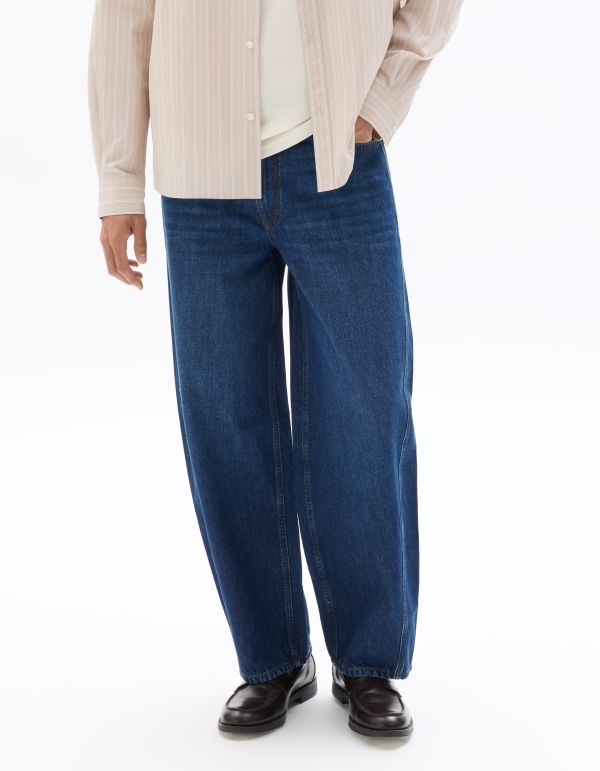 Jean barrel 100% coton - bleu double stone