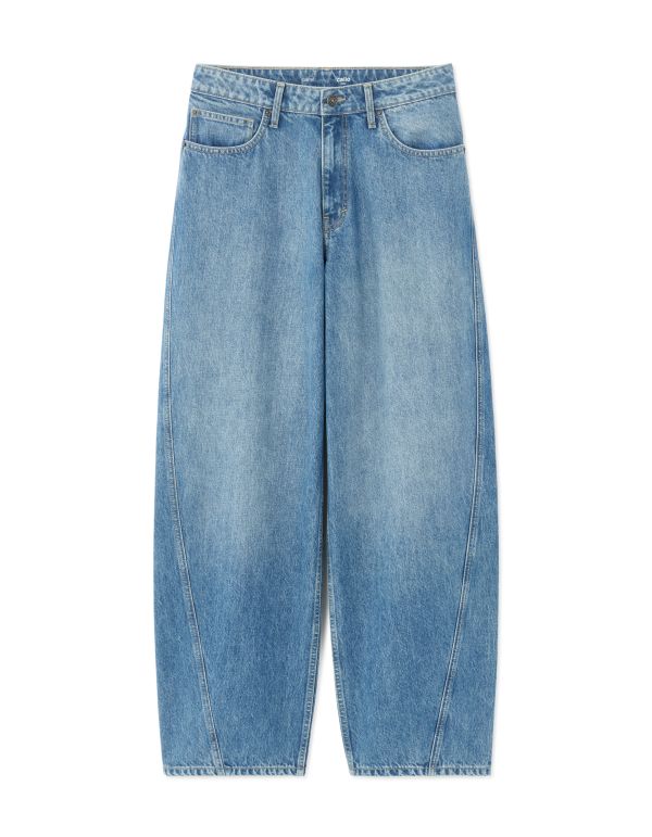 Jean barrel 100% coton - bleu stone