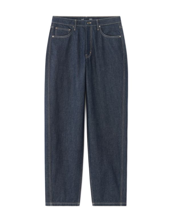 Jean barrel 100% coton - bleu brut