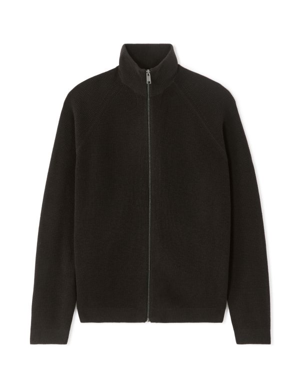 Pull zippé effet gaufré - noir