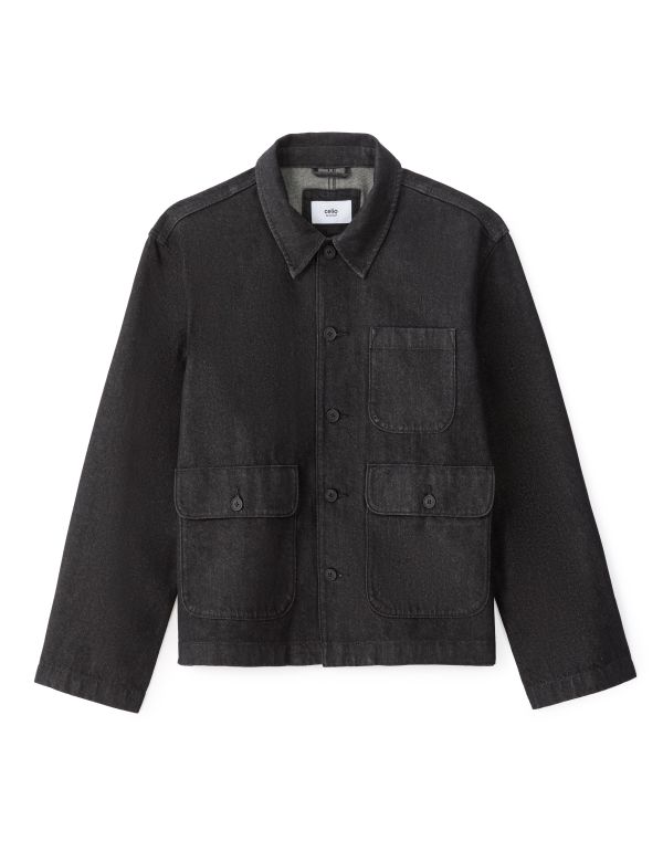 Veste en jean multi poches - noir
