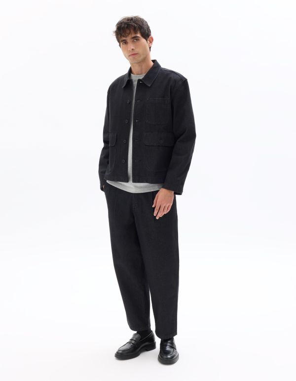 Veste en jean multi poches - noir