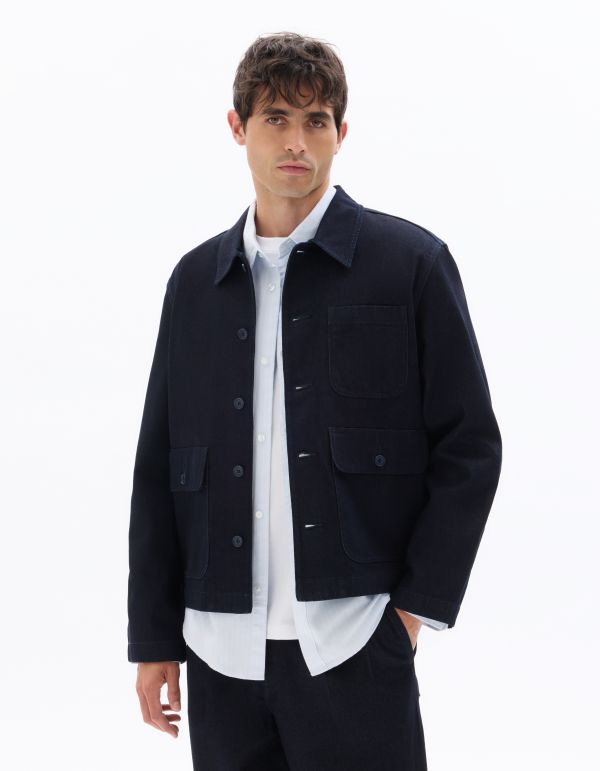 Veste en jean multti poches - bleu marine