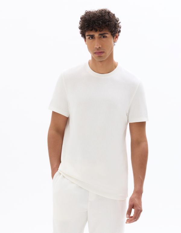 T-shirt regular effet texturé - blanc