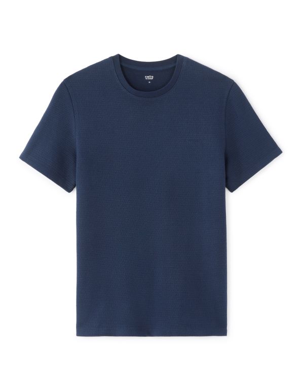 T-shirt regular effet texturé - marine
