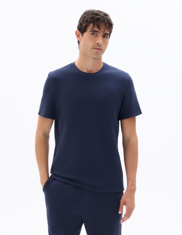 T-shirt regular effet texturé - marine