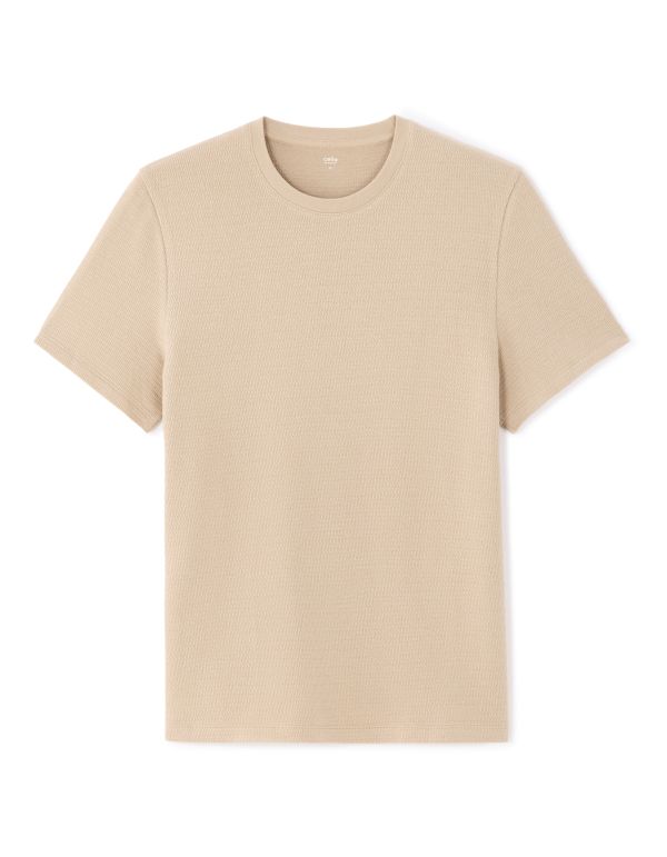 T-shirt regular effet texturé - taupe