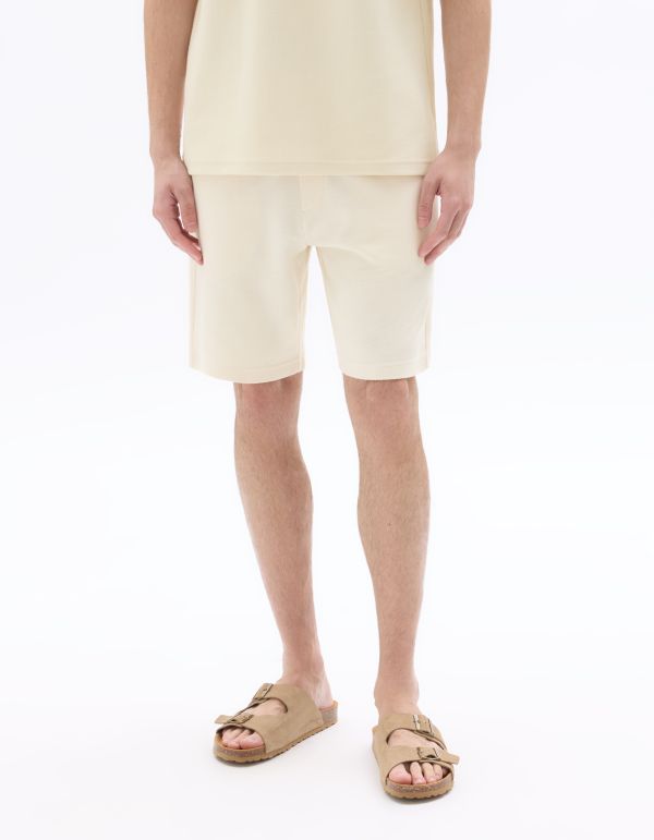Bermuda 100% coton taille élastiquée - blanc