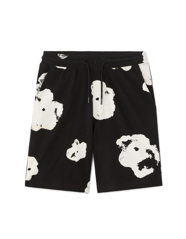 Bermuda 100% coton imprimé floral - noir