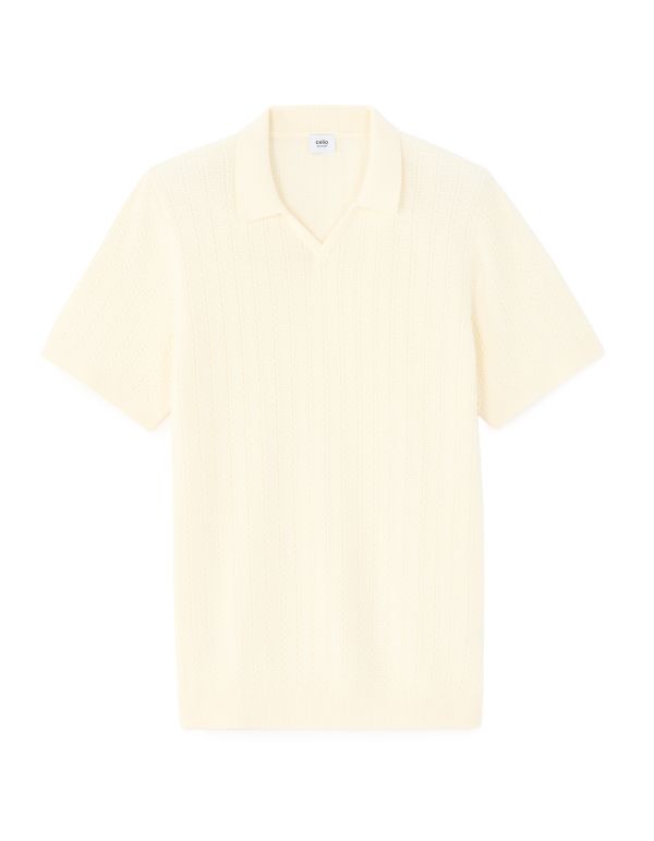 Polo regular en maille chevron 100% coton - écru