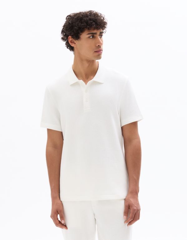 Polo regular effet texturé - blanc