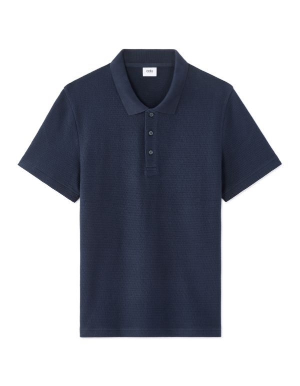Polo regular effet texturé - marine