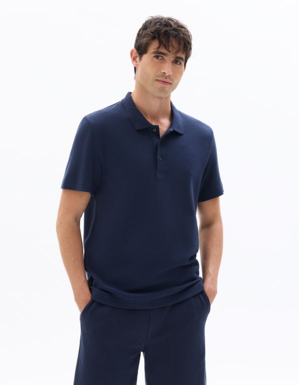 Polo regular effet texturé - marine