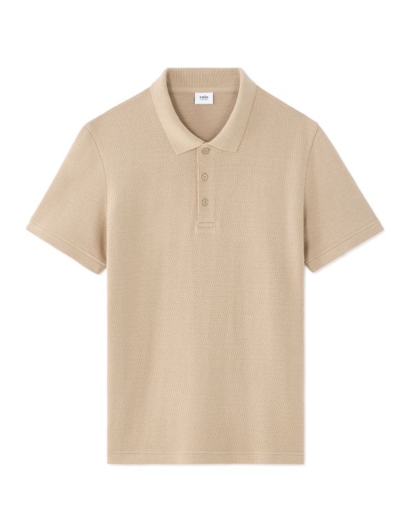Polo regular effet texturé - taupe