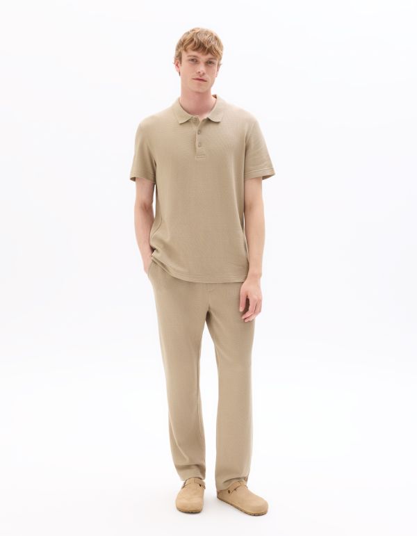 Polo regular effet texturé - taupe