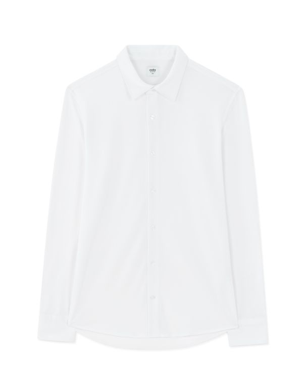 Chemise slim 100% piqué de coton - blanc