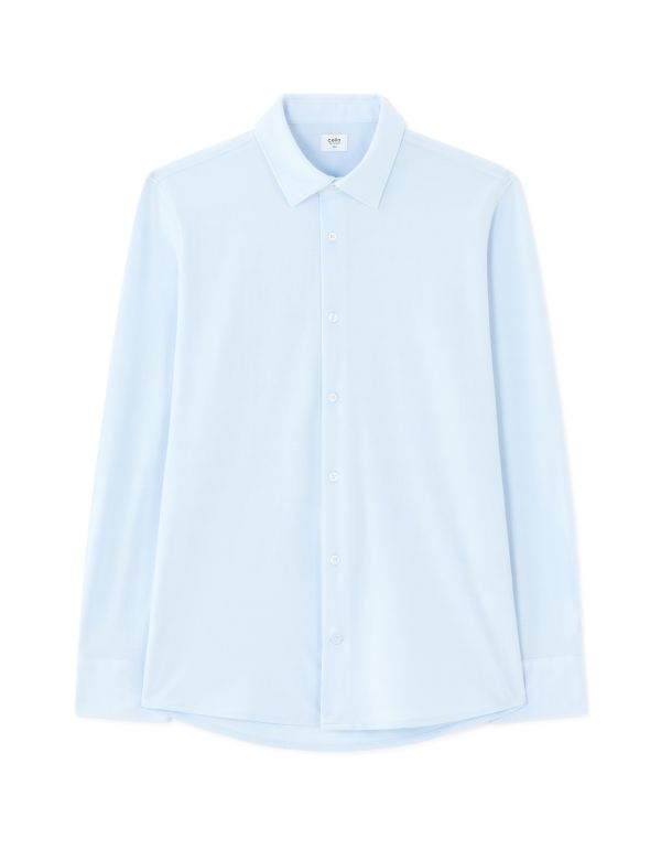 Chemise slim 100% piqué de coton - bleu clair