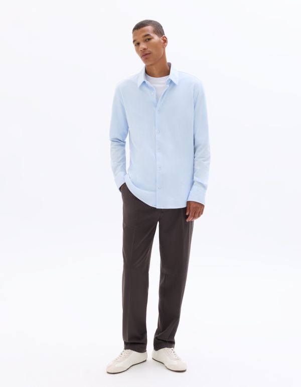 Chemise slim 100% piqué de coton - bleu clair