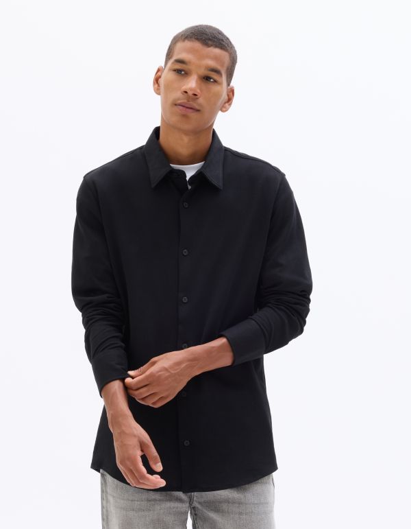 Chemise slim 100% piqué de coton - noir