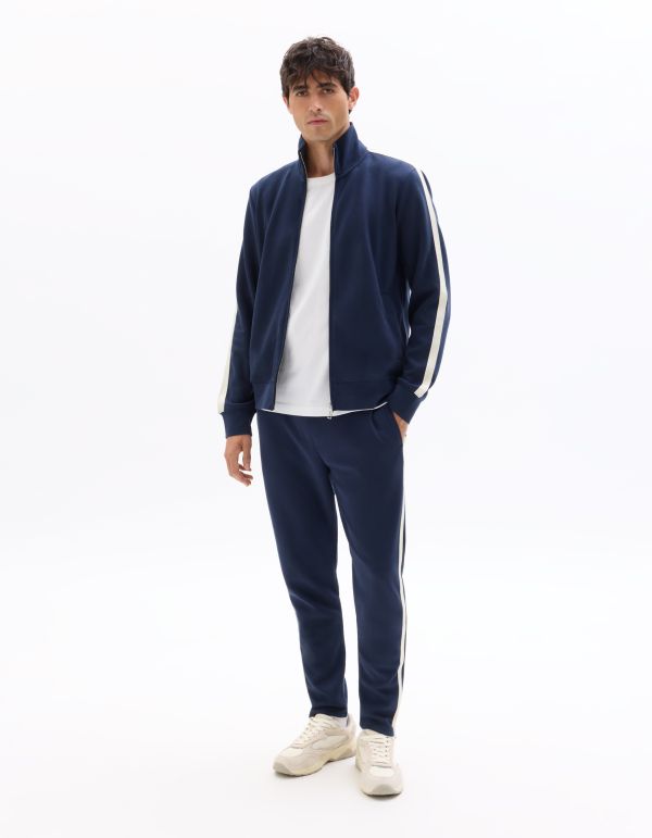 Pantalon de jogging slim avec bande contrastée - bleu
