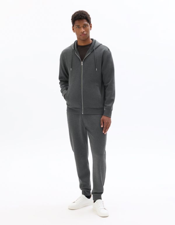 Veste zippée à capuche regular en maille piquée - anthracite