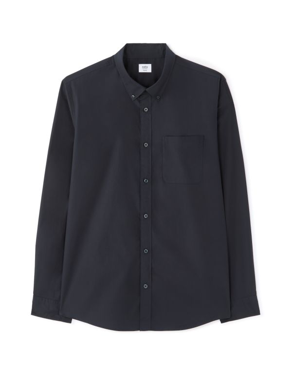Chemise regular col américain 100% coton - bleu