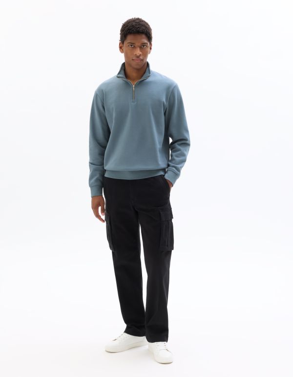 Sweat regular col camionneur en molleton - bleu
