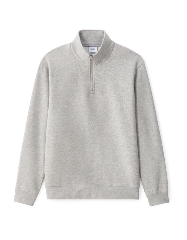 Sweat regular col camionneur en molleton - gris