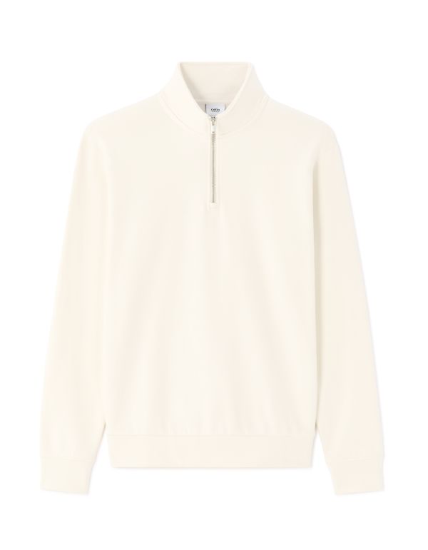 Sweat regular col camionneur en molleton - blanc