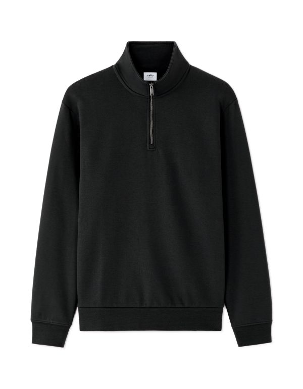 Sweat regular col camionneur en molleton - noir