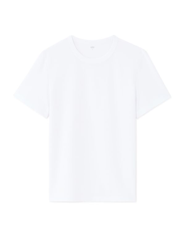 T-shirt regular col rond en jersey glacé - blanc