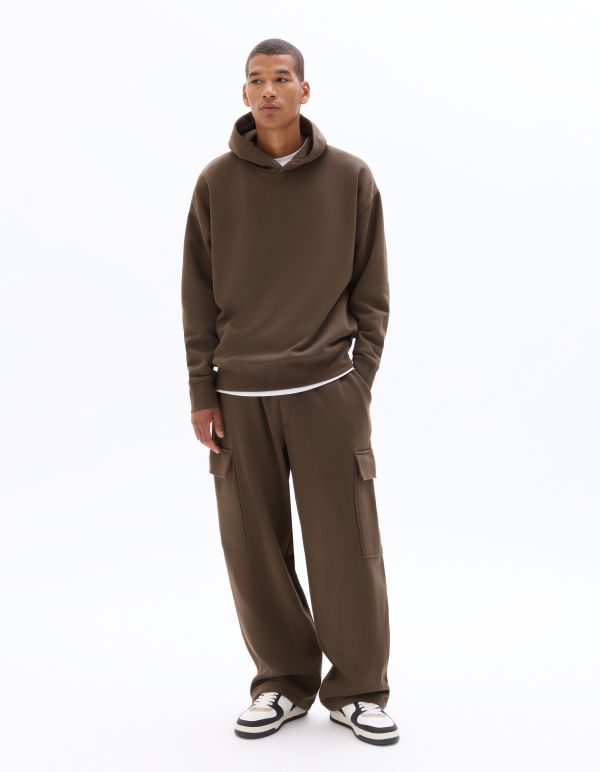 Pantalon de jogging loose cargo en french terry - marron.