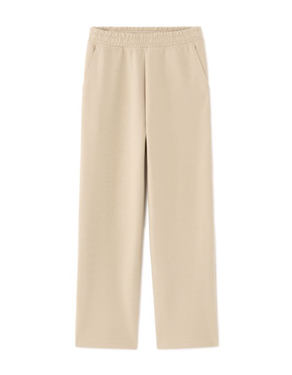 Jogging loose en maille interlock - beige clair