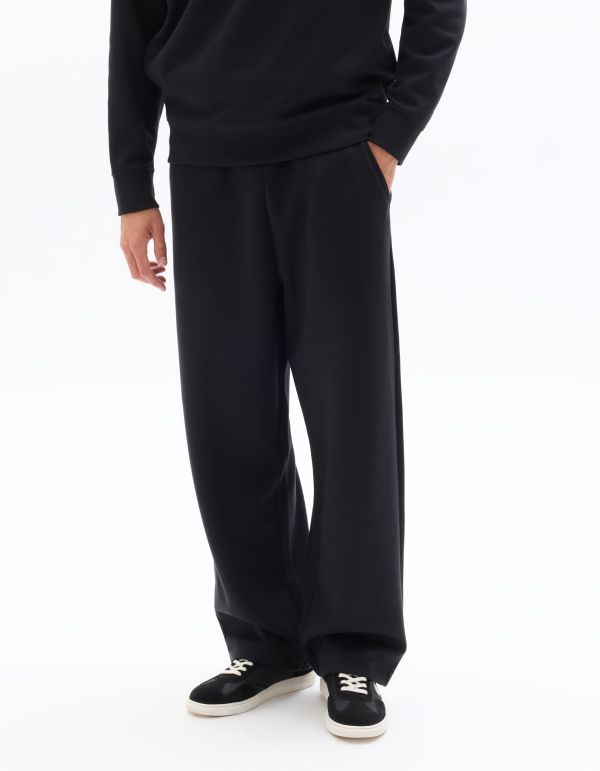 Jogging loose en maille interlock - noir