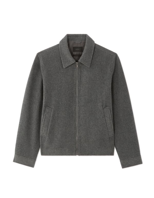 Veste Woolness en laine mélangée col chemise - gris