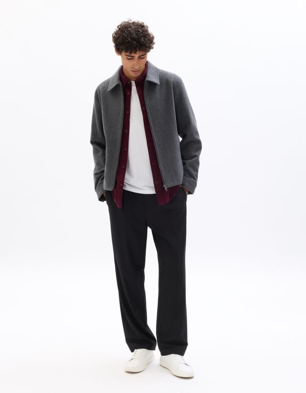 Veste Woolness en laine mélangée col chemise - gris