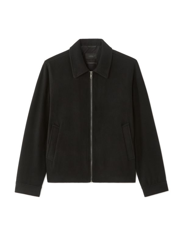 Veste Woolness en laine mélangée col chemise - noir