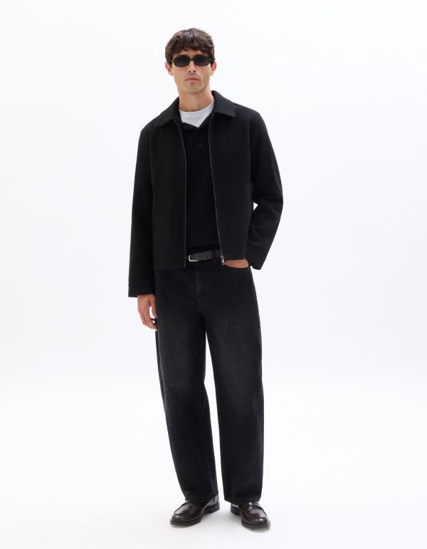 Veste Woolness en laine mélangée col chemise - noir
