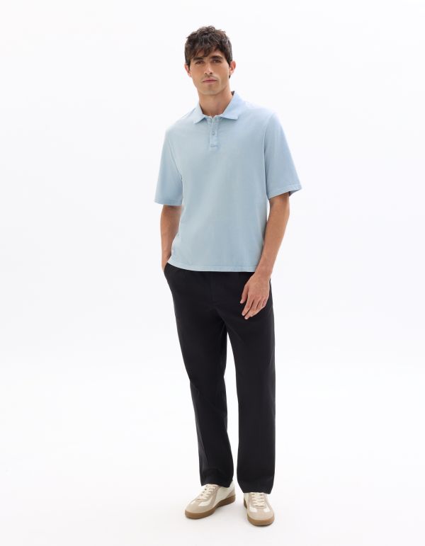 Polo jersey 100% coton aspect délavé - bleu clair