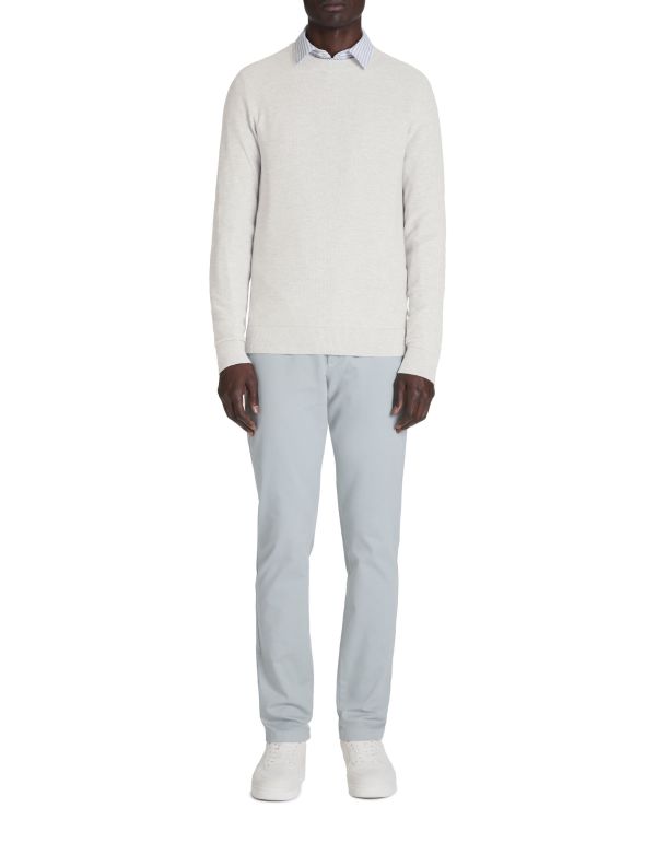 Pull à col rond en coton - gris chiné