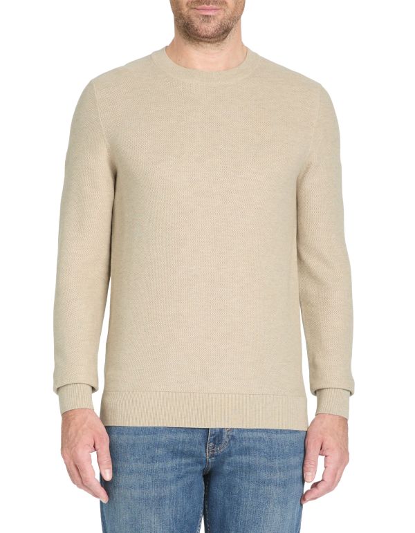 Pull col rond 100% coton - taupe