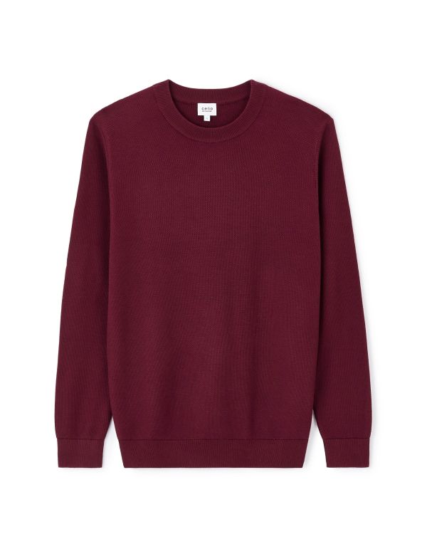 Pull col rond 100% coton - bordeaux