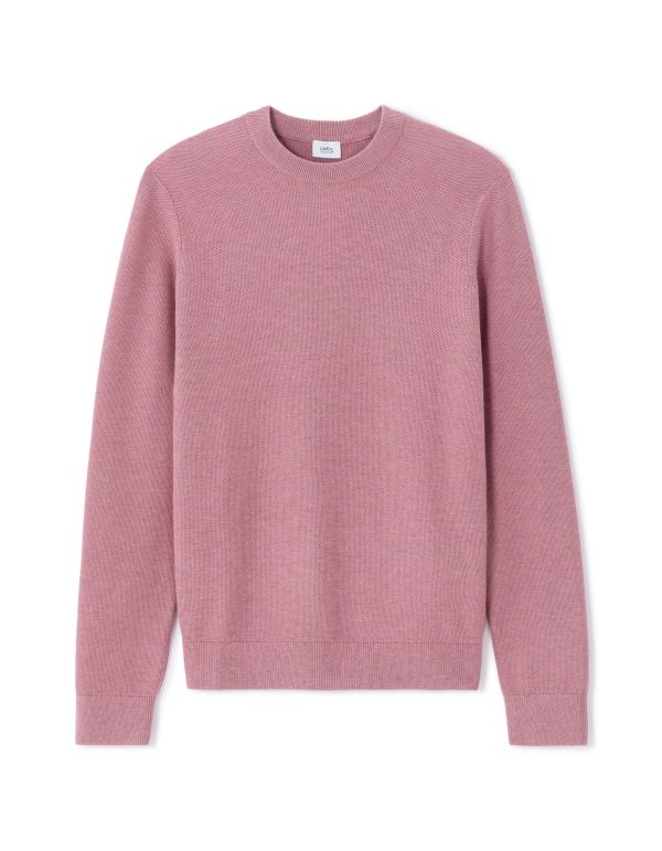 Pull col rond 100% coton - rose moyen