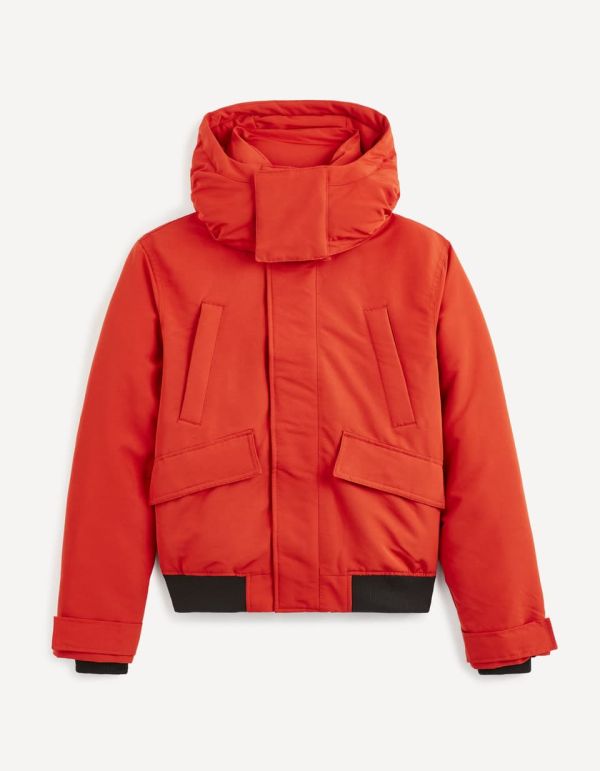 Blouson grand froid à capuche - orange