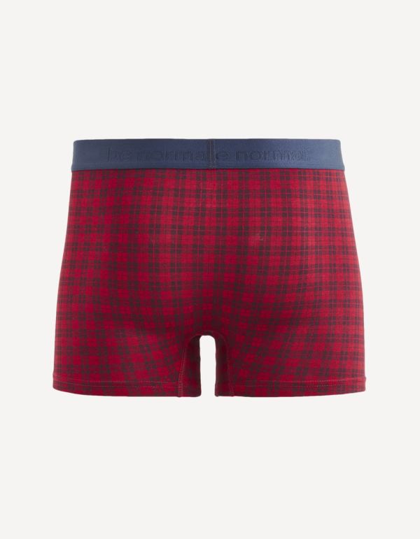 Boxer en coton stretch à carreaux - rouge