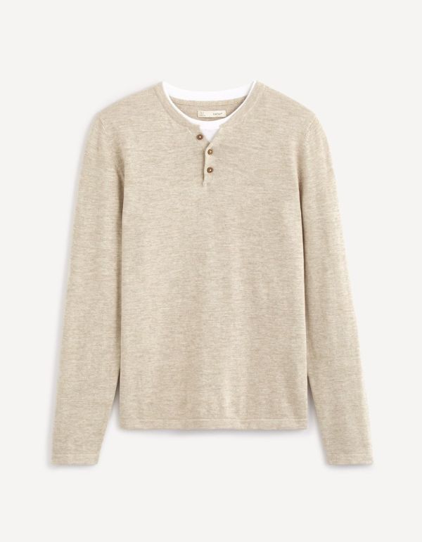 Pull col henley trompe l’œil tee-shirt