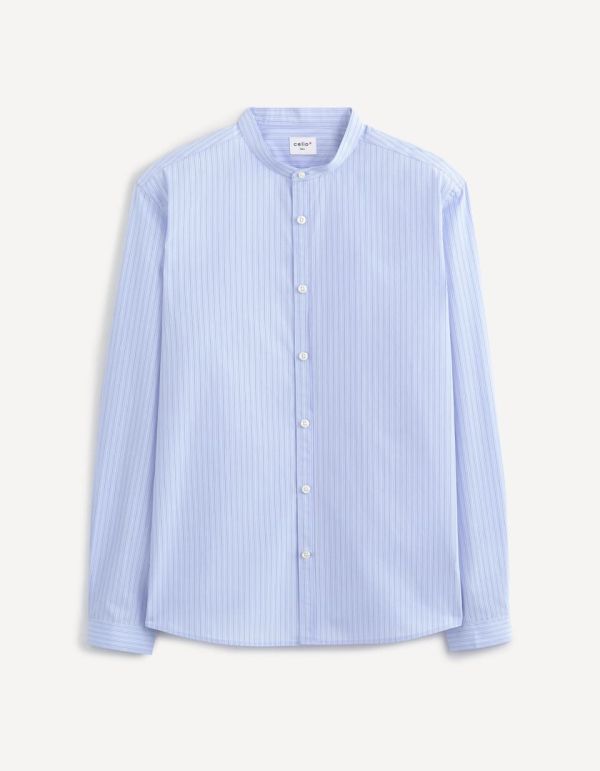 Chemise slim 100% coton col mao