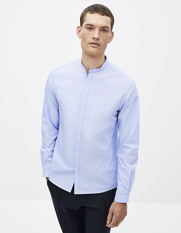 Chemise slim 100% coton col mao